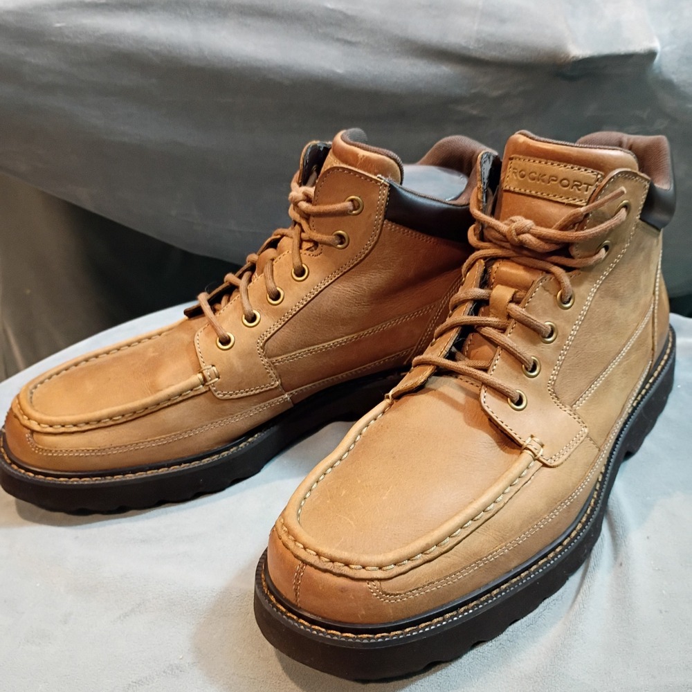 Rockport Mens Tan Leather Ankle Hiking Work Casual Boots Size 11 M